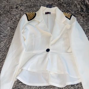 Off White blazer with gold spikes shoulder pads